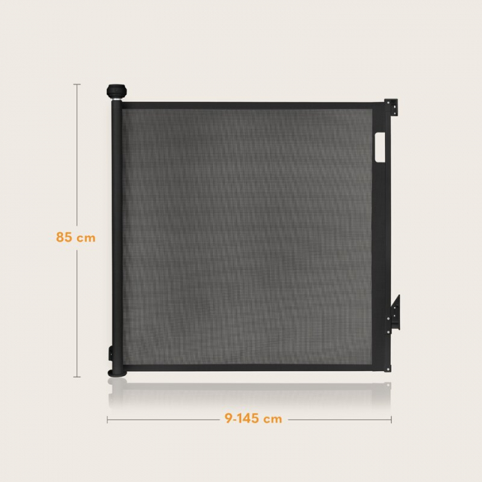Poarta de siguranta, Lionelo, Thea, Cu suruburi, Textila, Retractabila, 80x140 cm, Negru [13]