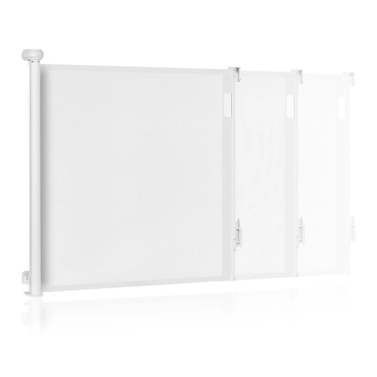 Poarta de siguranta, Lionelo, Thea, Textila, Ofera vizibilitate, Retractabila, Mecanism dublu de blocare, Montaj universal, 80x140 cm, Conform cu standardul european de securitate EN1930, Alb [6]