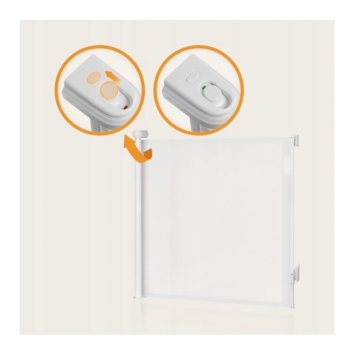 Poarta de siguranta, Lionelo, Thea, Textila, Ofera vizibilitate, Retractabila, Mecanism dublu de blocare, Montaj universal, 80x140 cm, Conform cu standardul european de securitate EN1930, Alb [13]