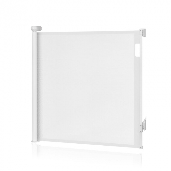 Poarta de siguranta, Lionelo, Thea, Textila, Ofera vizibilitate, Retractabila, Mecanism dublu de blocare, Montaj universal, 80x140 cm, Conform cu standardul european de securitate EN1930, Alb [3]