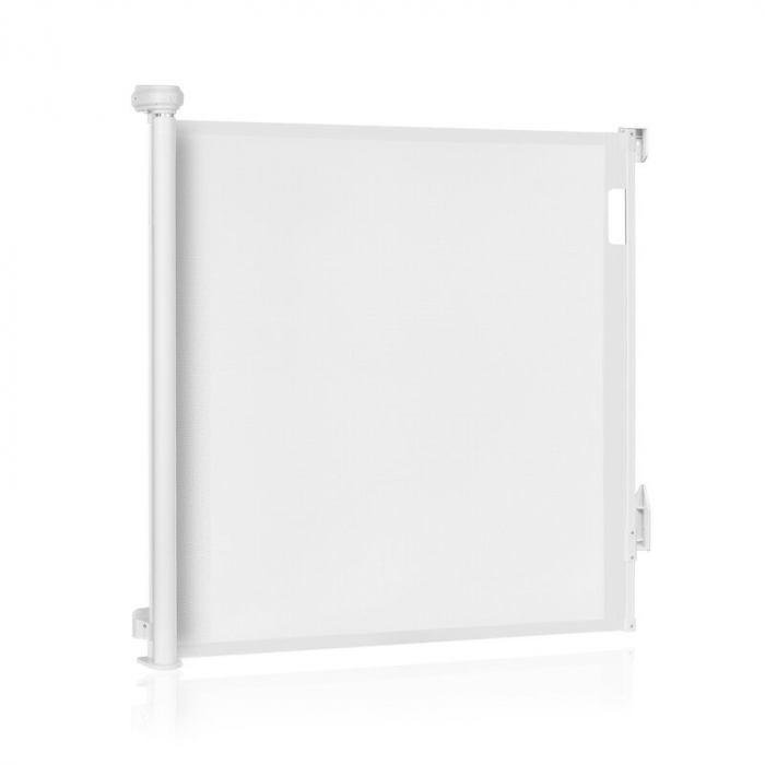 Poarta de siguranta, Lionelo, Thea, Textila, Ofera vizibilitate, Retractabila, Mecanism dublu de blocare, Montaj universal, 80x140 cm, Conform cu standardul european de securitate EN1930, Alb [2]