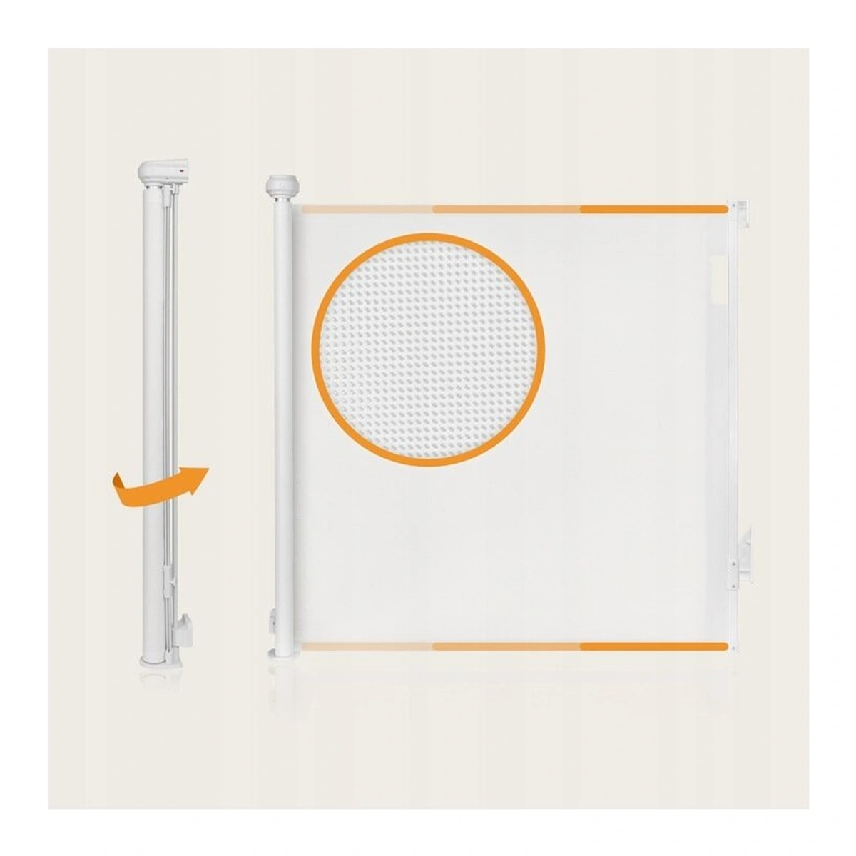 Poarta de siguranta, Lionelo, Thea, Textila, Ofera vizibilitate, Retractabila, Mecanism dublu de blocare, Montaj universal, 80x140 cm, Conform cu standardul european de securitate EN1930, Alb [14]