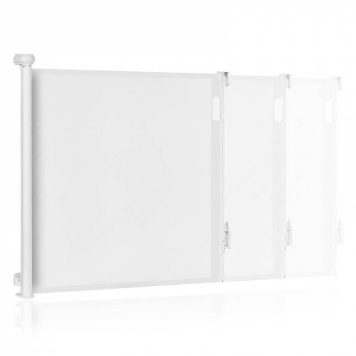 Poarta de siguranta, Lionelo, Thea, Textila, Ofera vizibilitate, Retractabila, Mecanism dublu de blocare, Montaj universal, 80x140 cm, Conform cu standardul european de securitate EN1930, Alb [4]