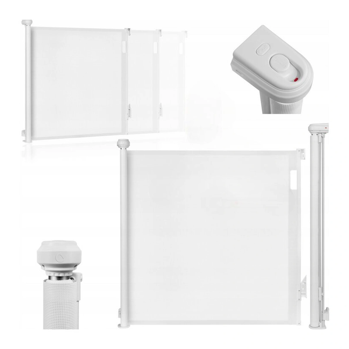 Poarta de siguranta, Lionelo, Thea, Textila, Ofera vizibilitate, Retractabila, Mecanism dublu de blocare, Montaj universal, 80x140 cm, Conform cu standardul european de securitate EN1930, Alb [19]