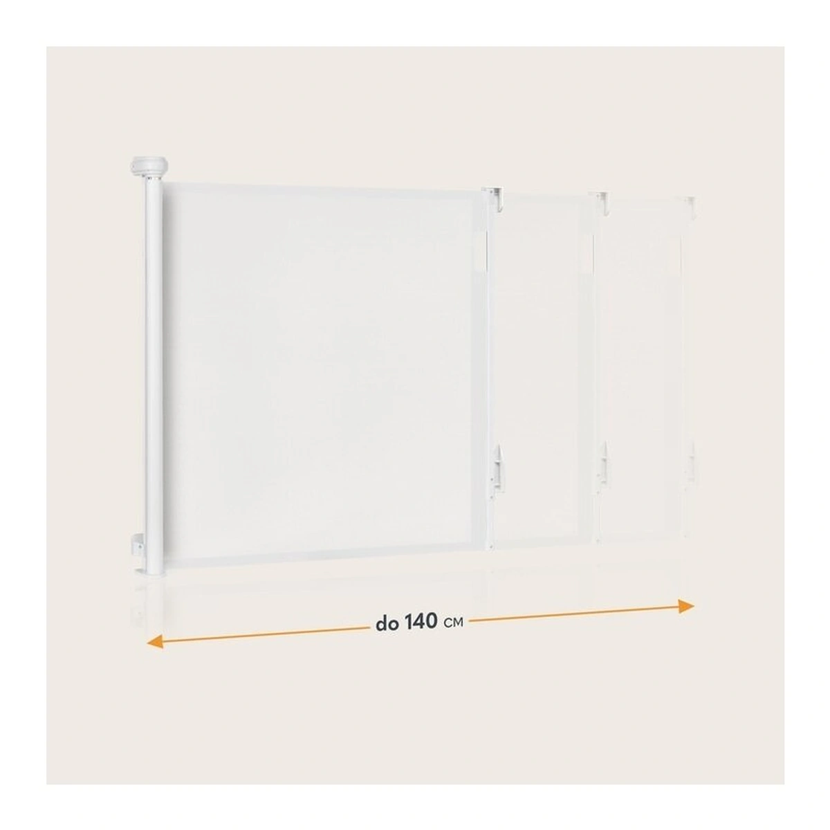 Poarta de siguranta, Lionelo, Thea, Textila, Ofera vizibilitate, Retractabila, Mecanism dublu de blocare, Montaj universal, 80x140 cm, Conform cu standardul european de securitate EN1930, Alb [12]