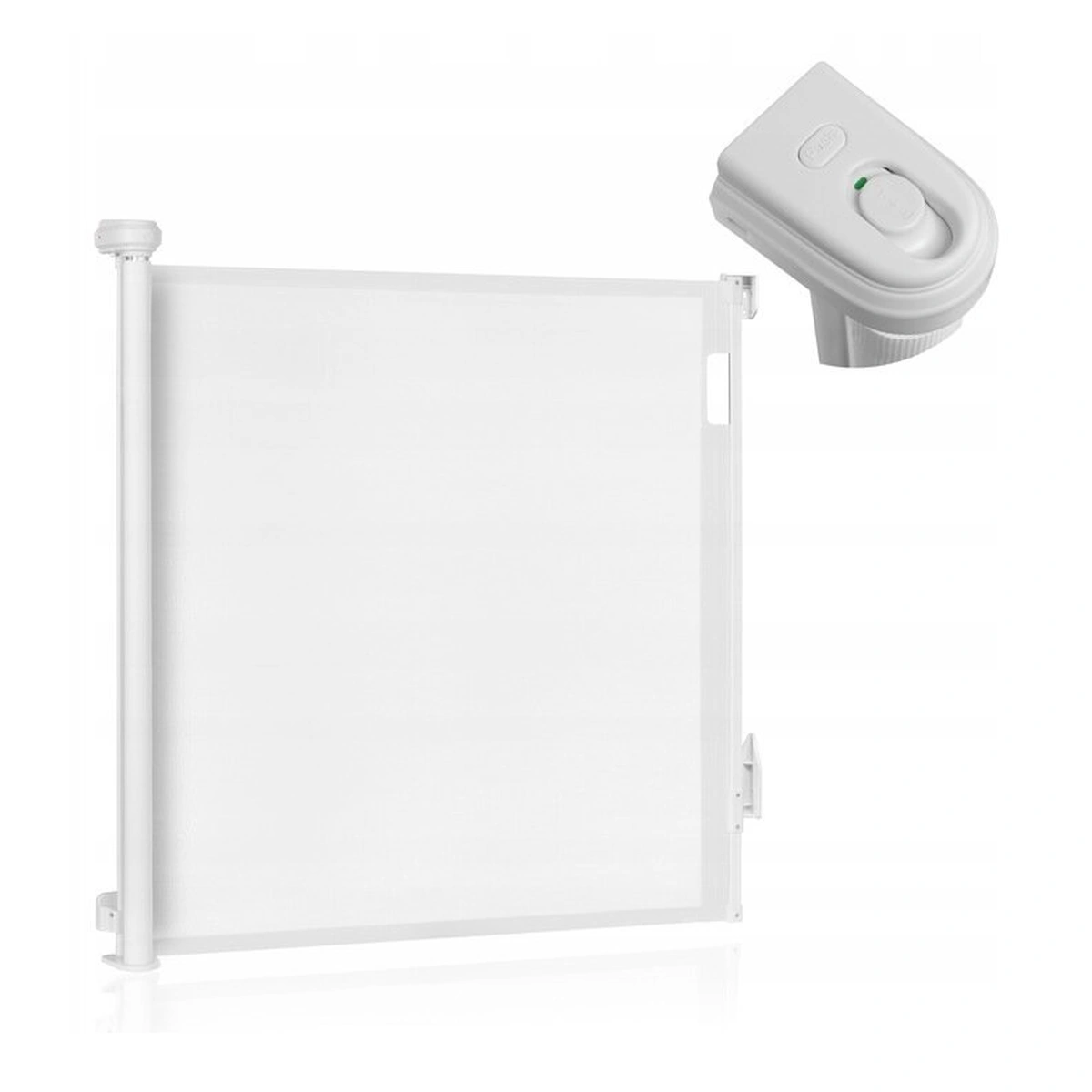 Poarta de siguranta, Lionelo, Thea, Textila, Ofera vizibilitate, Retractabila, Mecanism dublu de blocare, Montaj universal, 80x140 cm, Conform cu standardul european de securitate EN1930, Alb [18]