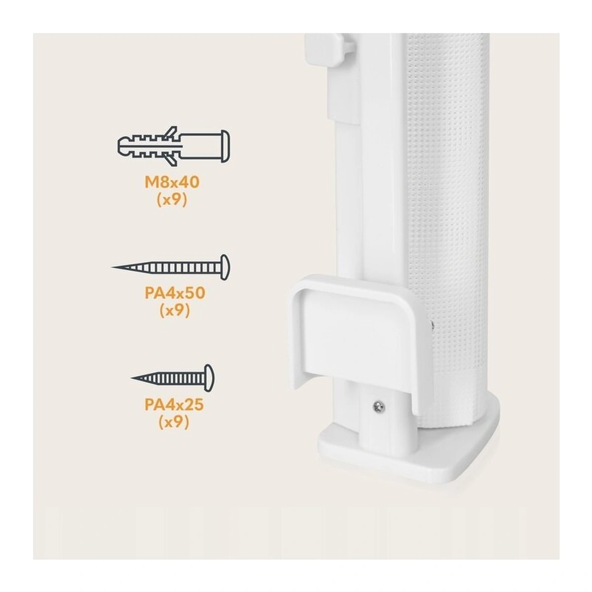 Poarta de siguranta, Lionelo, Thea, Textila, Ofera vizibilitate, Retractabila, Mecanism dublu de blocare, Montaj universal, 80x140 cm, Conform cu standardul european de securitate EN1930, Alb [16]