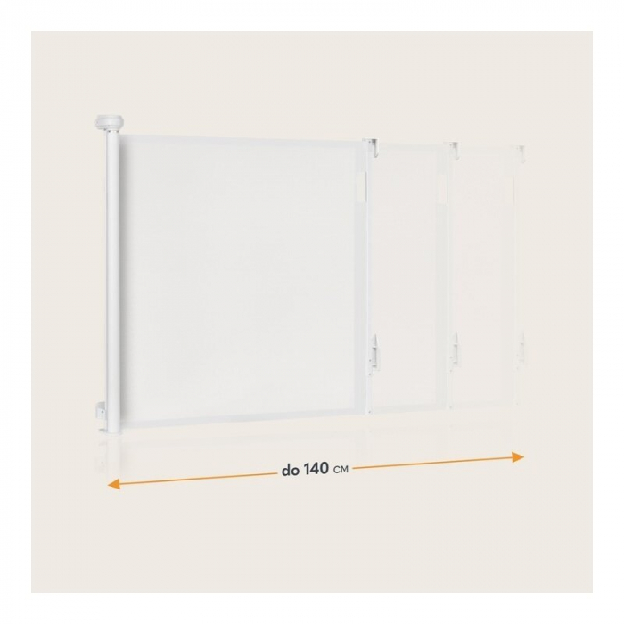Poarta de siguranta, Lionelo, Thea, Textila, Ofera vizibilitate, Retractabila, Mecanism dublu de blocare, Montaj universal, 80x140 cm, Conform cu standardul european de securitate EN1930, Alb [9]