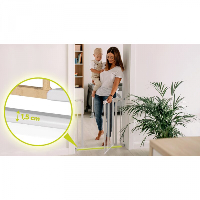 Poarta de siguranta prin presiune Truus Slim, 105 cm, Conform cu standardul europeane de securitate EN1930, Alb/Natur [10]