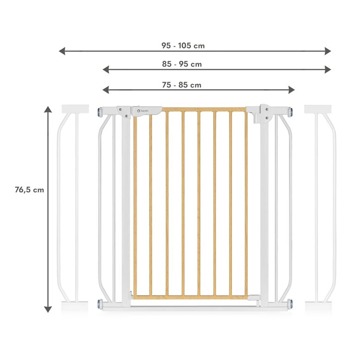 Poarta de siguranta prin presiune Truus Slim, 105 cm, Conform cu standardul europeane de securitate EN1930, Alb/Natur [18]