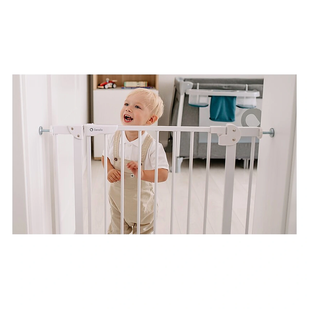 Poarta de siguranta prin presiune Truus Slim, 105 cm, Conform cu standardul europeane de securitate EN1930, Gri/Natur [21]