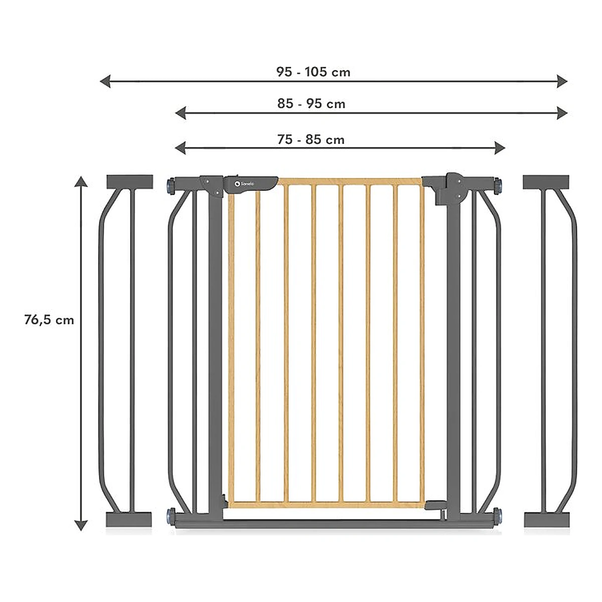 Poarta de siguranta prin presiune Truus Slim, 105 cm, Conform cu standardul europeane de securitate EN1930, Gri/Natur [18]