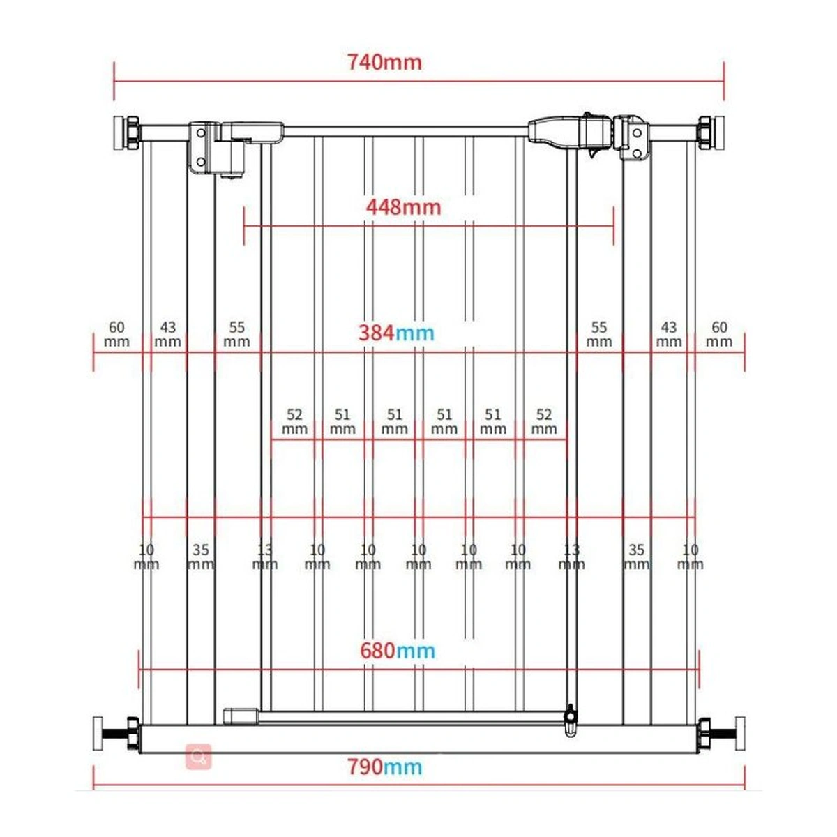 Poarta siguranta Thor, 74 - 109.4 cm, Inchidere automata, Sistem dublu de blocare, Otel [18]
