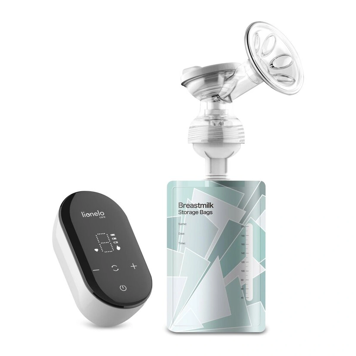 Pompa de san, Lionelo, Fidi Go, Functie de masaj, Autonomie pana la 90 min, Afisaj LED, Cu accesorii, Gri Pal [9]