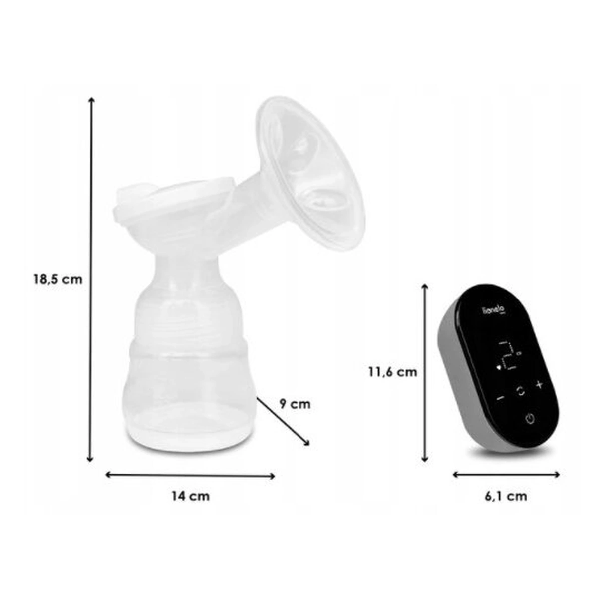 Pompa de san, Lionelo, Fidi Go, Functie de masaj, Autonomie pana la 90 min, Afisaj LED, Cu accesorii, Gri Pal [29]