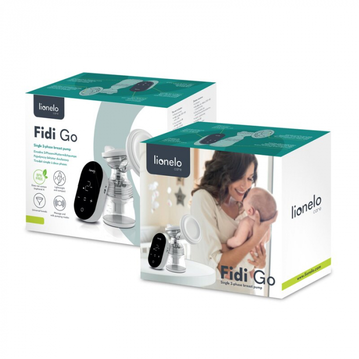 Pompa de san, Lionelo, Fidi Go, Functie de masaj, Autonomie pana la 90 min, Afisaj LED, Cu accesorii, Gri Pal [29]