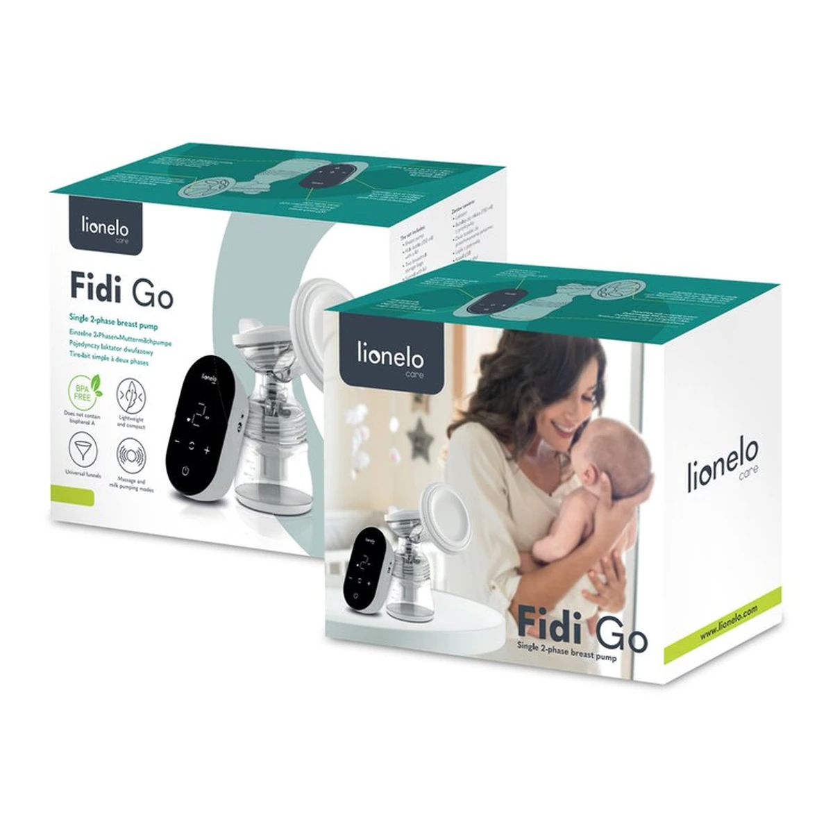 Pompa de san, Lionelo, Fidi Go, Functie de masaj, Autonomie pana la 90 min, Afisaj LED, Cu accesorii, Gri Pal [30]