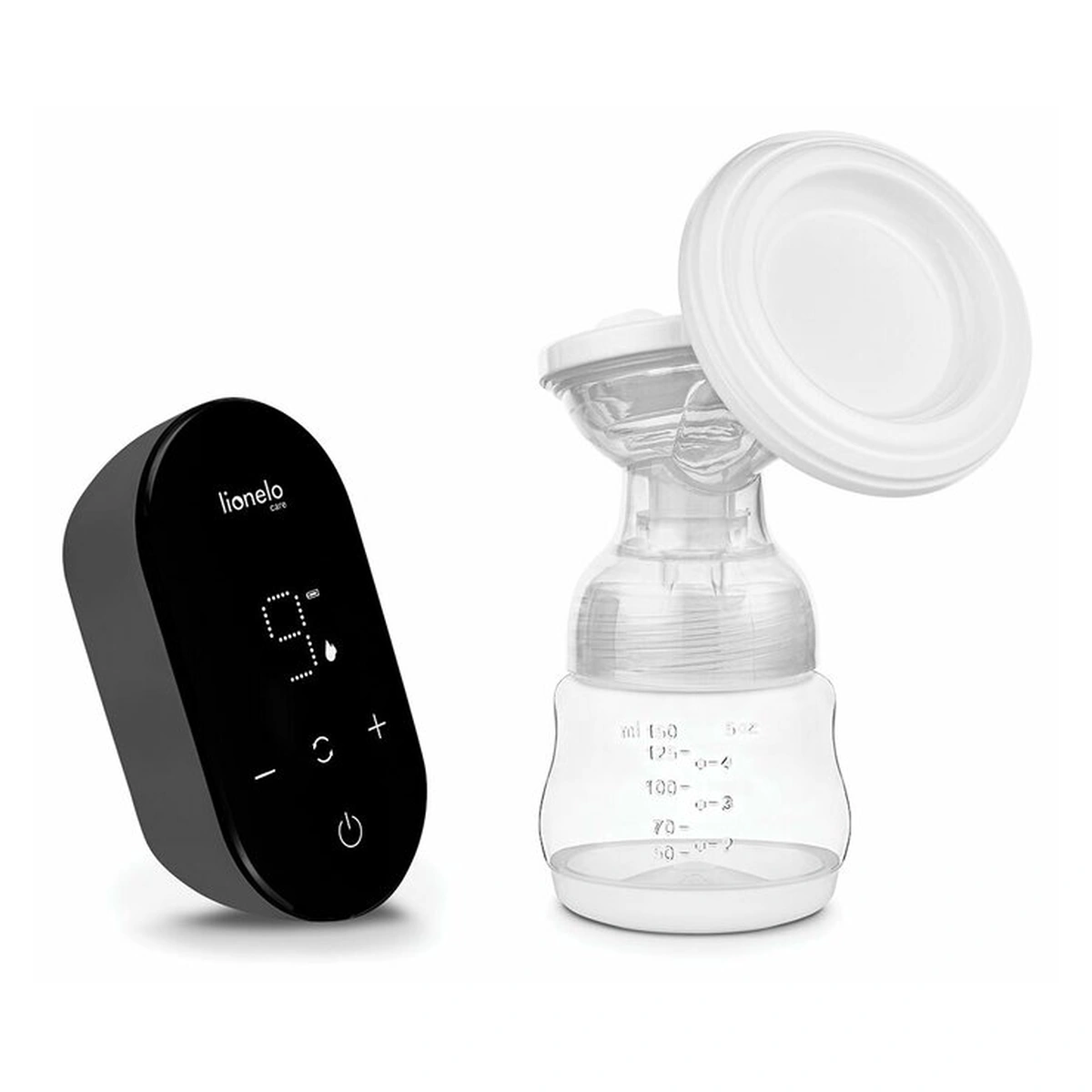 Pompa dubla de san, Lionelo, Electrica, 9 nivele de aspiratie, 5 moduri de masaj, Afisaj LED, Silentioasa, Include 2 recipiente de 150 ml si 2 pungi, cablu usb, Alb/gri [3]