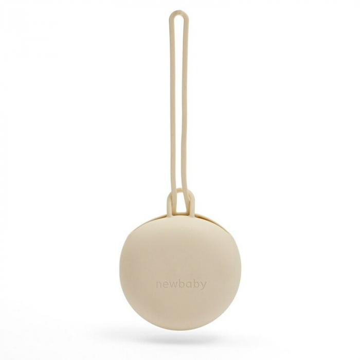 Port suzeta, New Baby, Cu lant, Protejeaza de murdarie, Silicon, Fara BPA, 0 luni+, Beige [1]