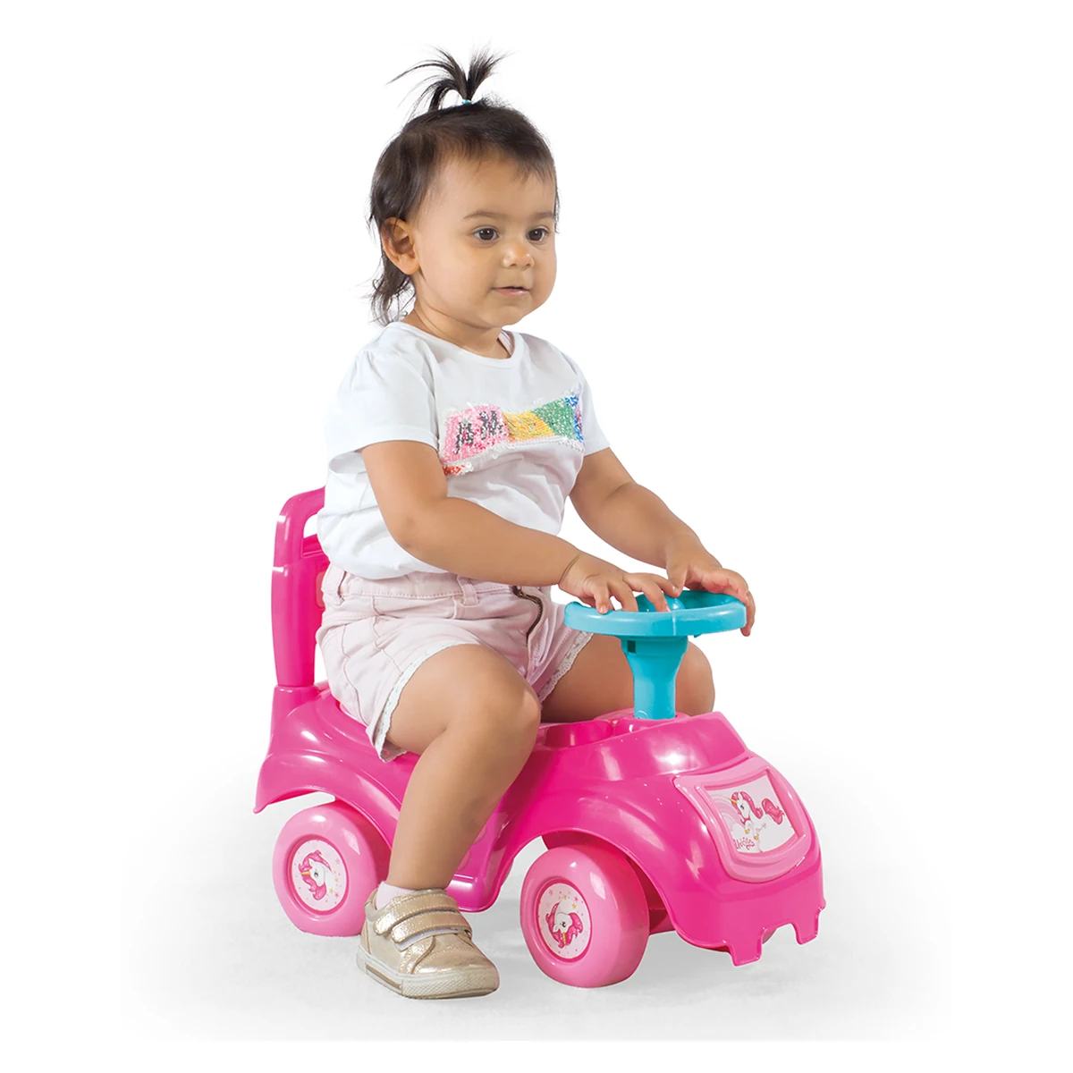 Masinuta roz Unicorn DOLU 12 luni+ cu volan si claxon [4]