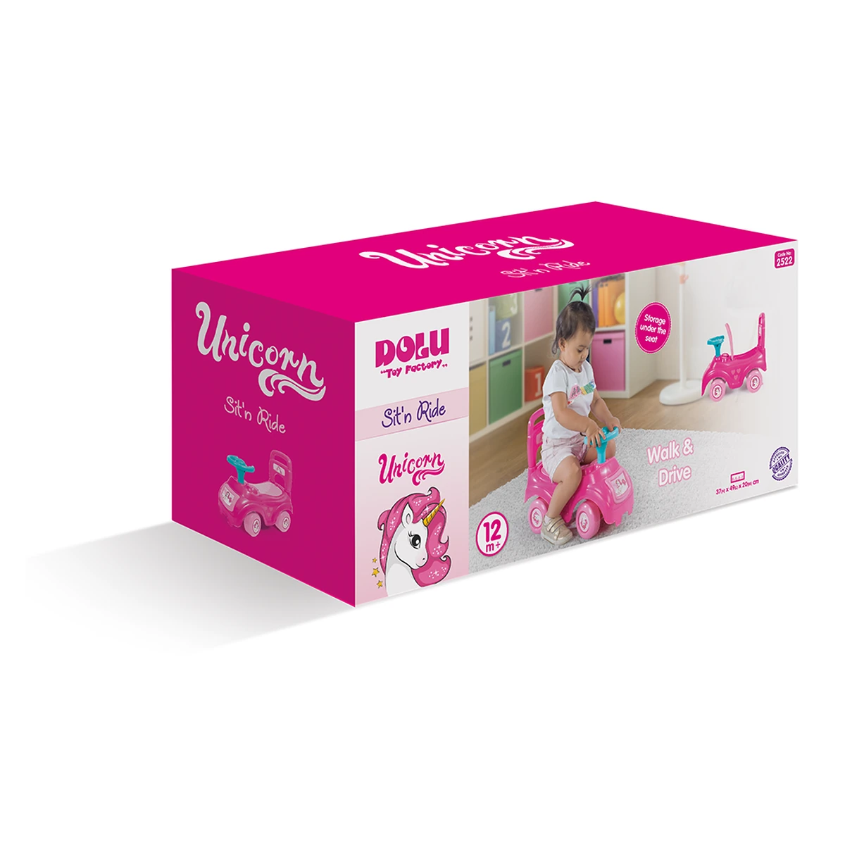 Masinuta roz Unicorn DOLU 12 luni+ cu volan si claxon [6]