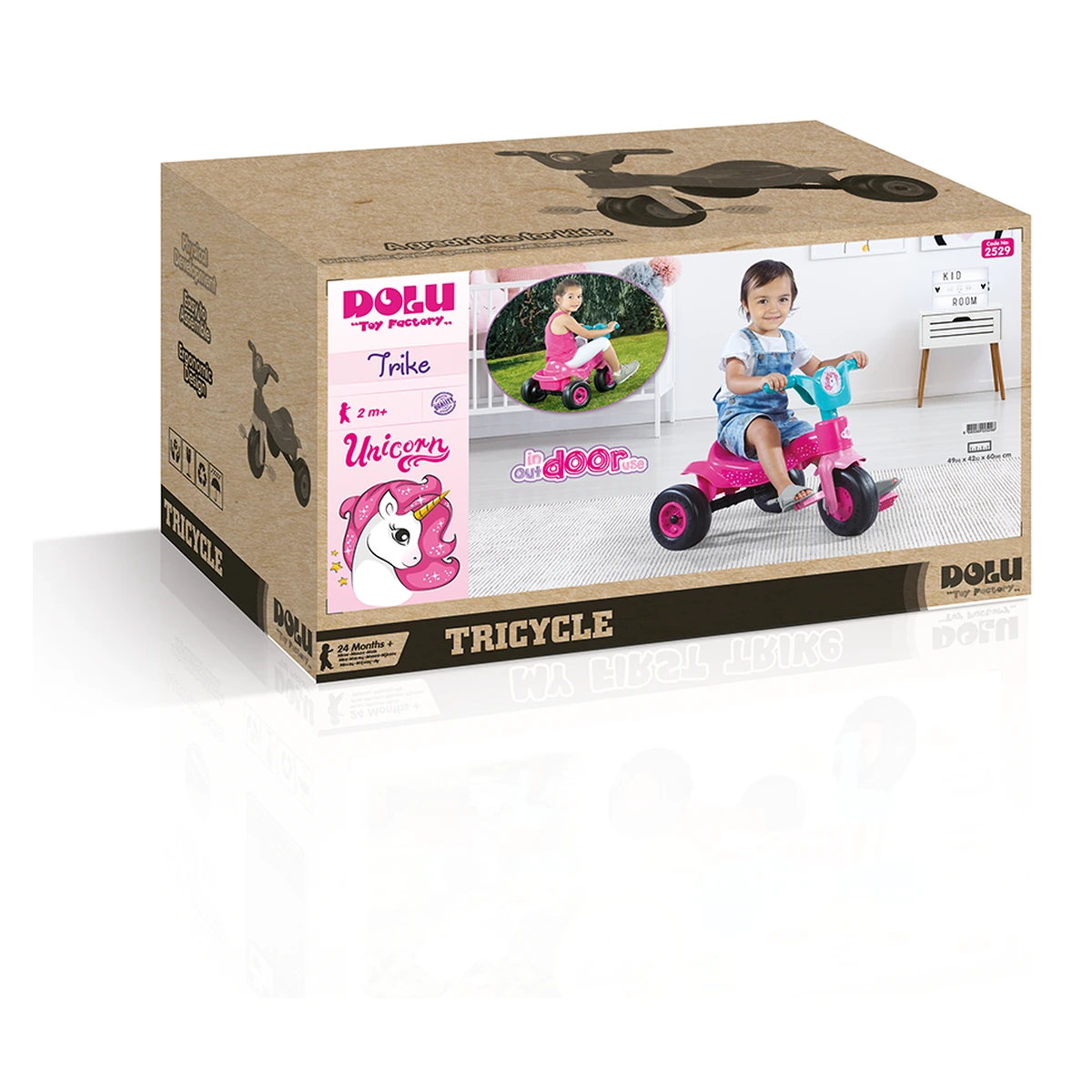 Tricicleta copii DOLU Unicorn 2 ani, 30 kg, roti late [6]