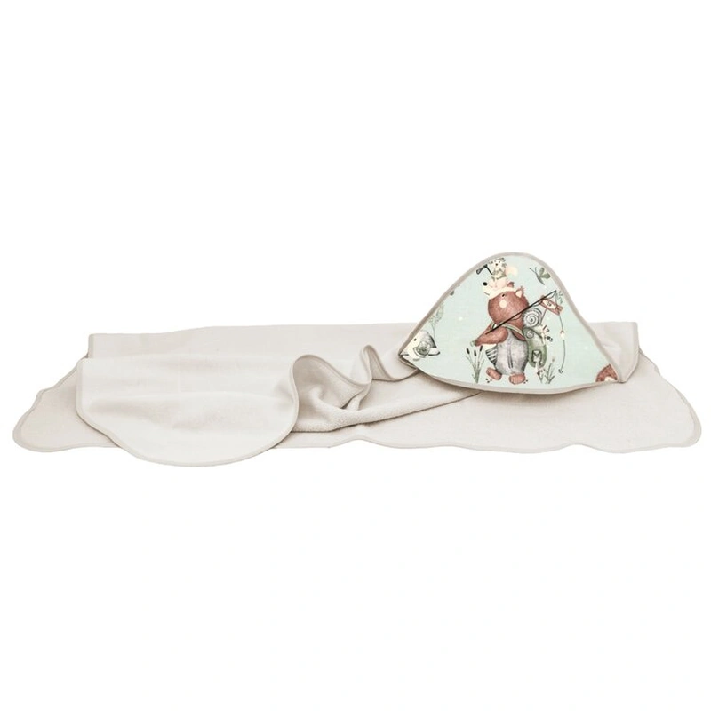 Prosop cu gluga, MimiNu, 100x100 cm, bumbac si thermo fleece, Let's Go Natural [1]