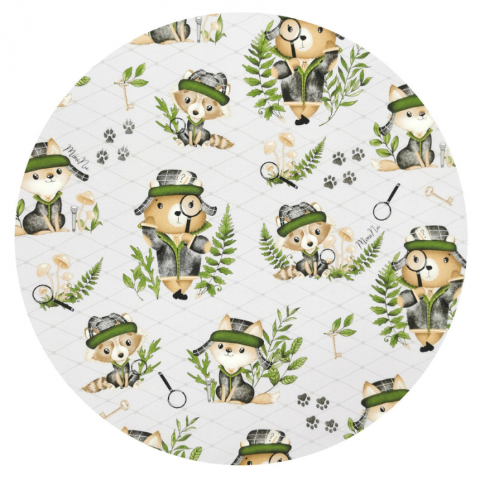 Prosop cu gluga, MimiNu, 100x100 cm, bumbac si thermo fleece, Detective Natural [3]