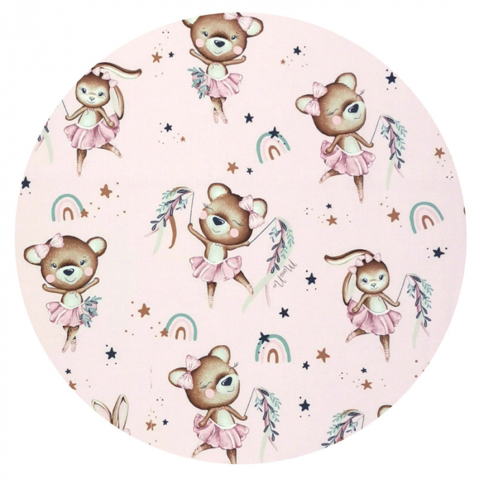 Prosop cu gluga, MimiNu, 100x100 cm, bumbac si thermo fleece, Little Ballerina Pink [2]