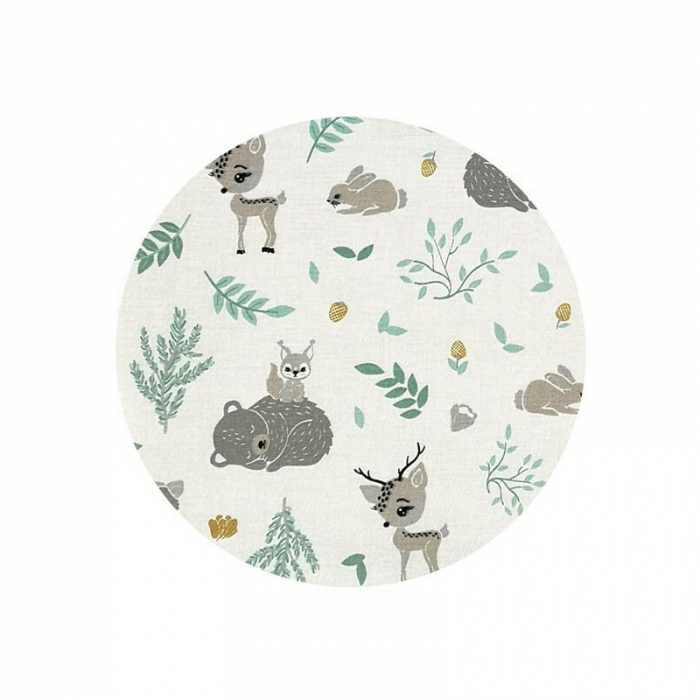 Prosop cu gluga, MimiNu, 100x100 cm, bumbac si thermo fleece, Forest Friends Mint [2]