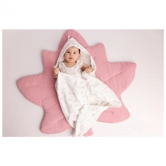 Prosop cu gluga, New Baby, Zoe, Din muselina, 90x90 cm, 0 luni+, Multicolor [2]