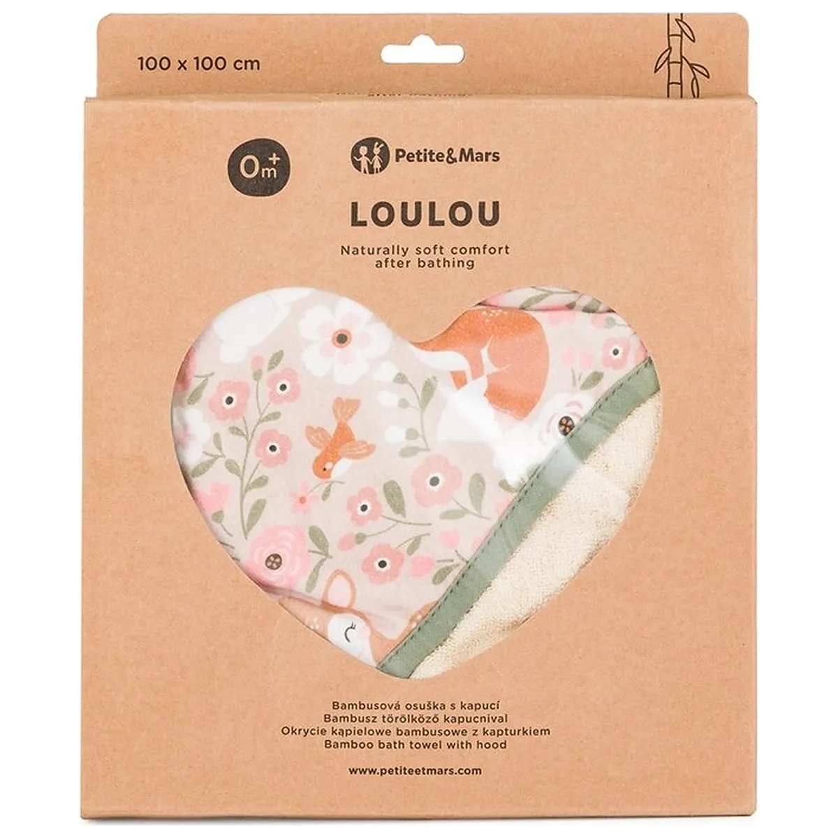 Prosop cu gluga, Petite&Mars, Loulou, 100 x 100 cm, 70% bambus, 30% bumbac, Verde Botanic [6]