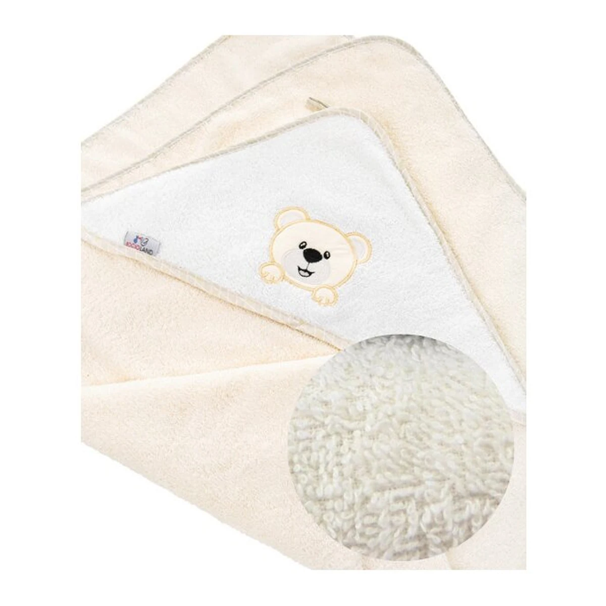 Prosop de baie, Bocioland, Cu gluga, 100% bumbac, 80x80 cm, Teddy Bear, Beige [3]