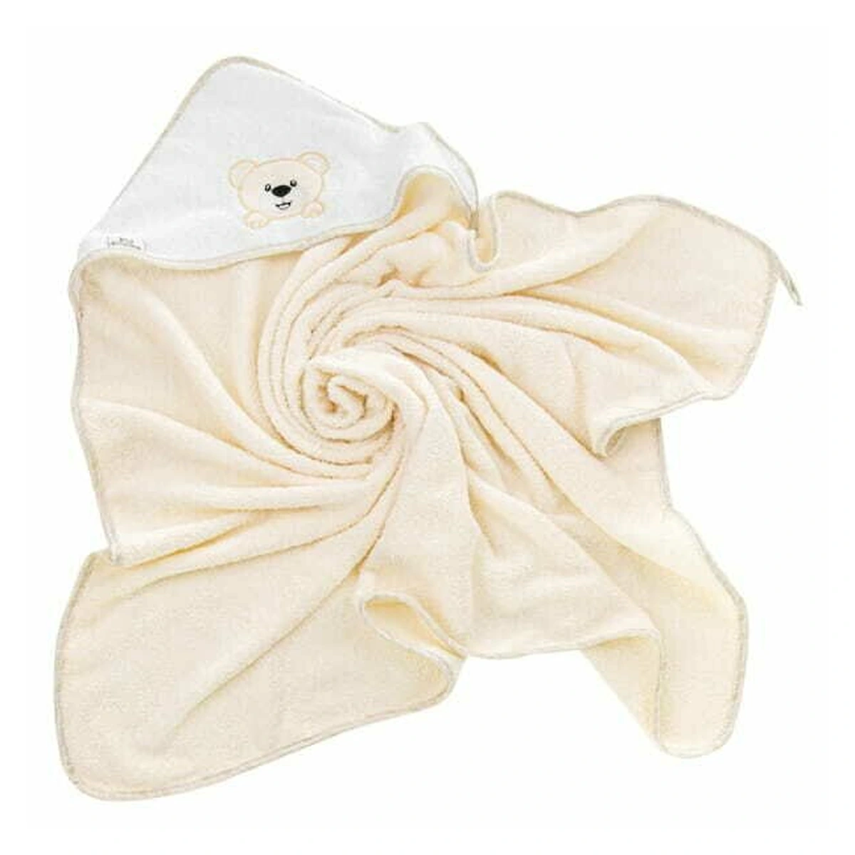 Prosop de baie, Bocioland, Cu gluga, 100% bumbac, 80x80 cm, Teddy Bear, Beige [2]