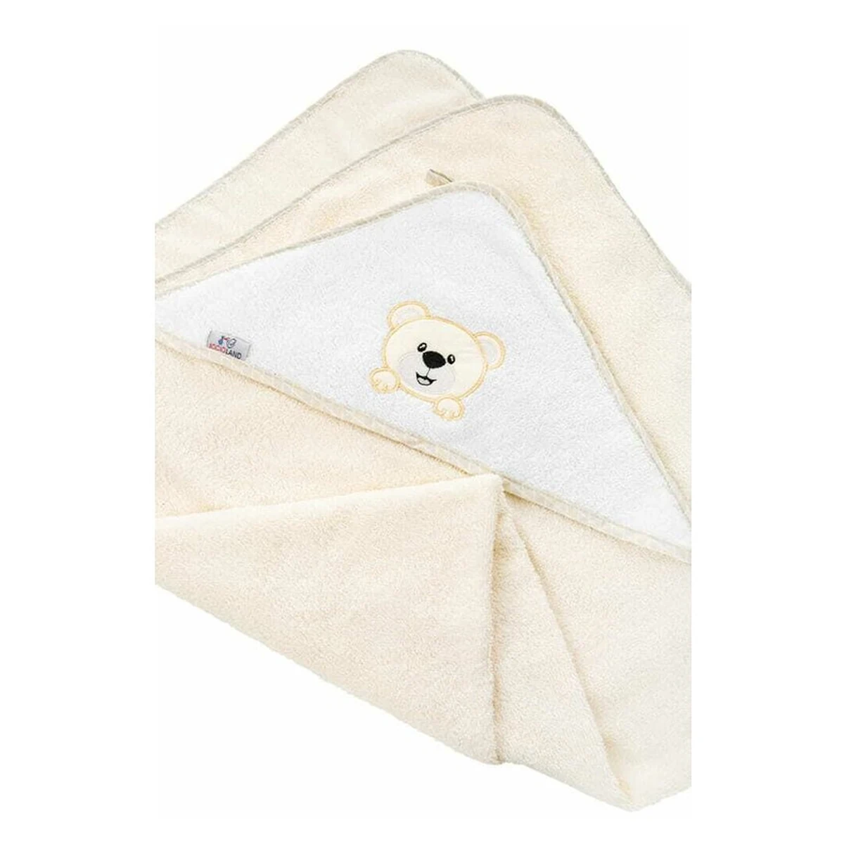 Prosop de baie, Bocioland, Cu gluga, 100% bumbac, 80x80 cm, Teddy Bear, Beige [4]