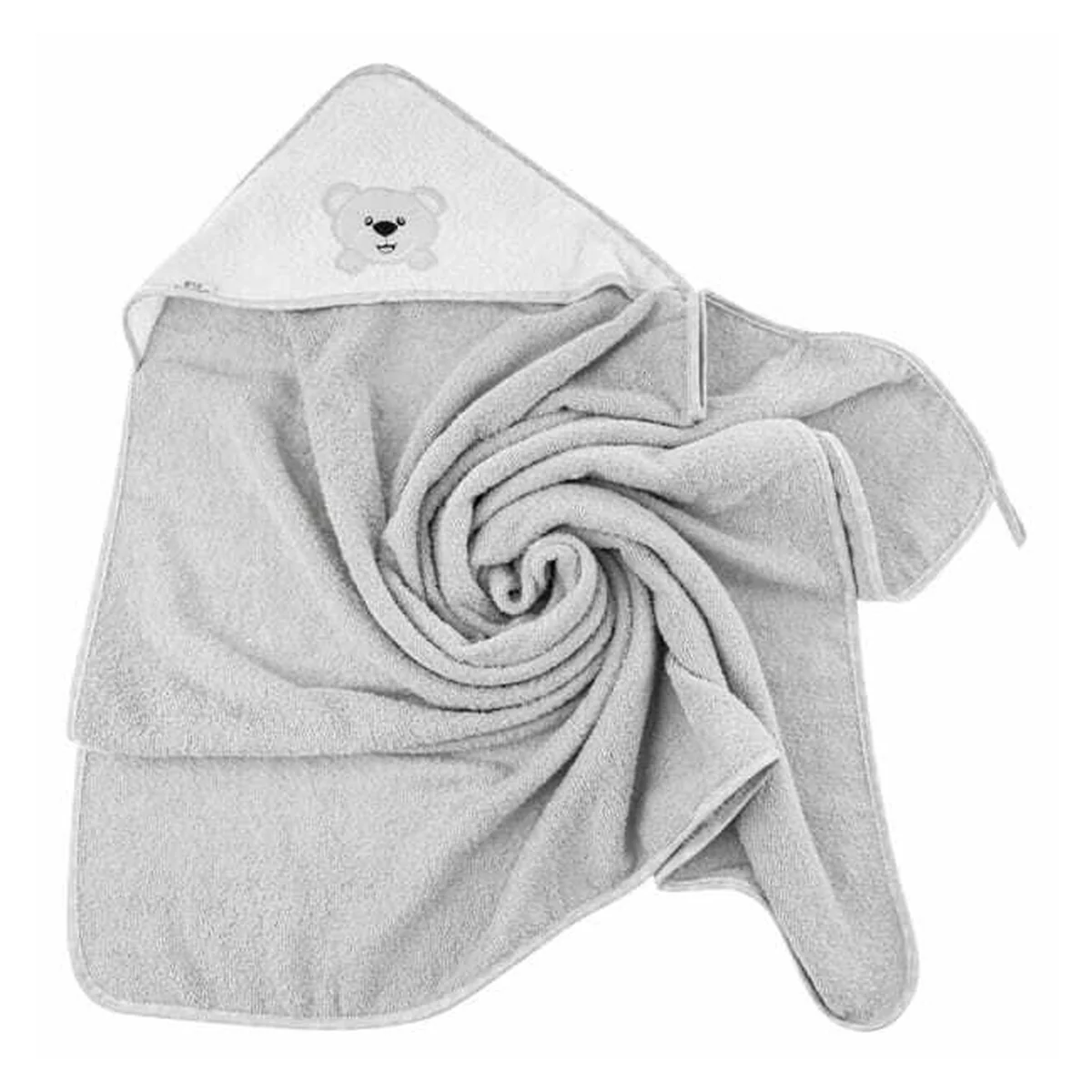 Prosop de baie, Bocioland, Cu gluga, 100% bumbac, 80x80 cm, Teddy Bear, Grey [2]