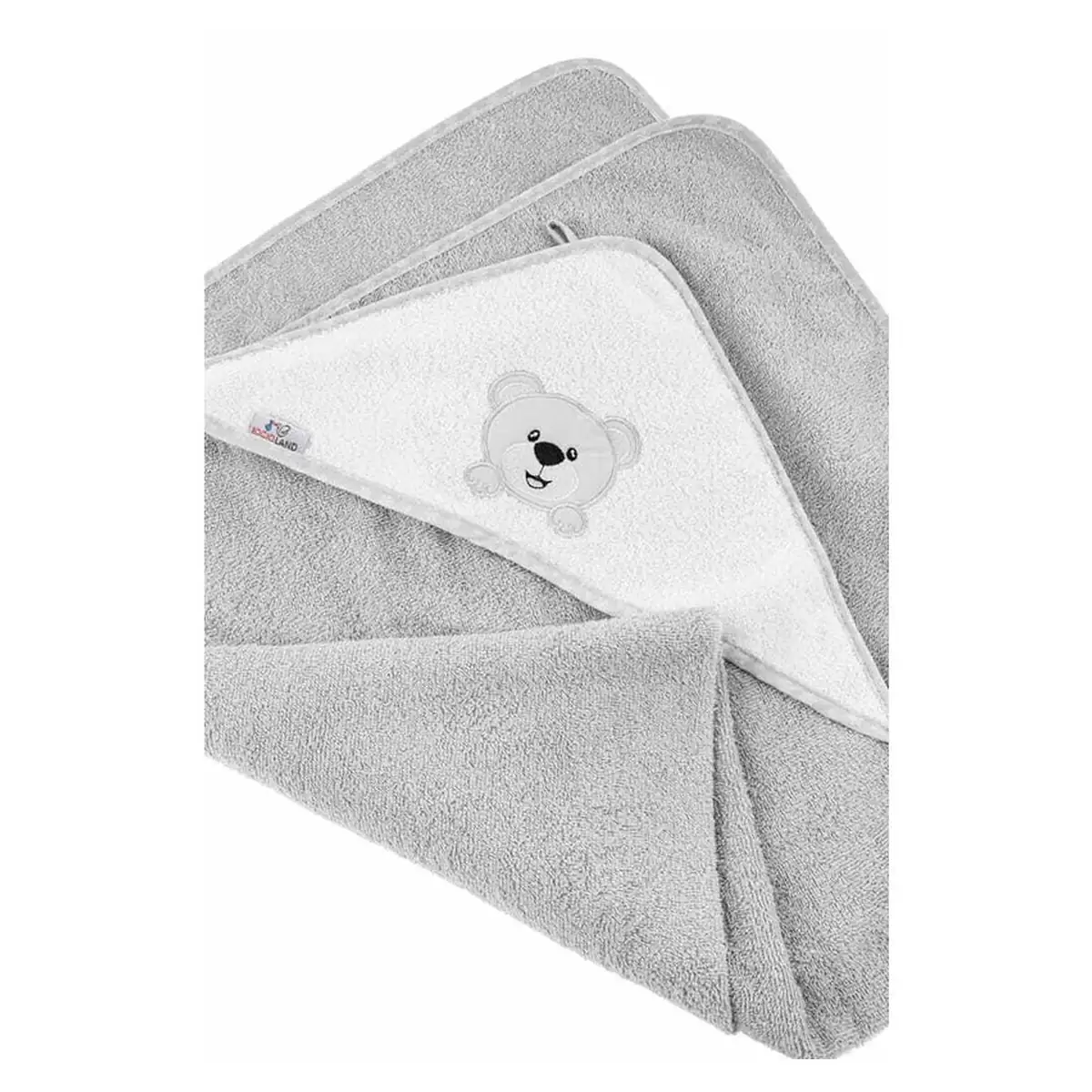 Prosop de baie, Bocioland, Cu gluga, 100% bumbac, 80x80 cm, Teddy Bear, Grey [4]