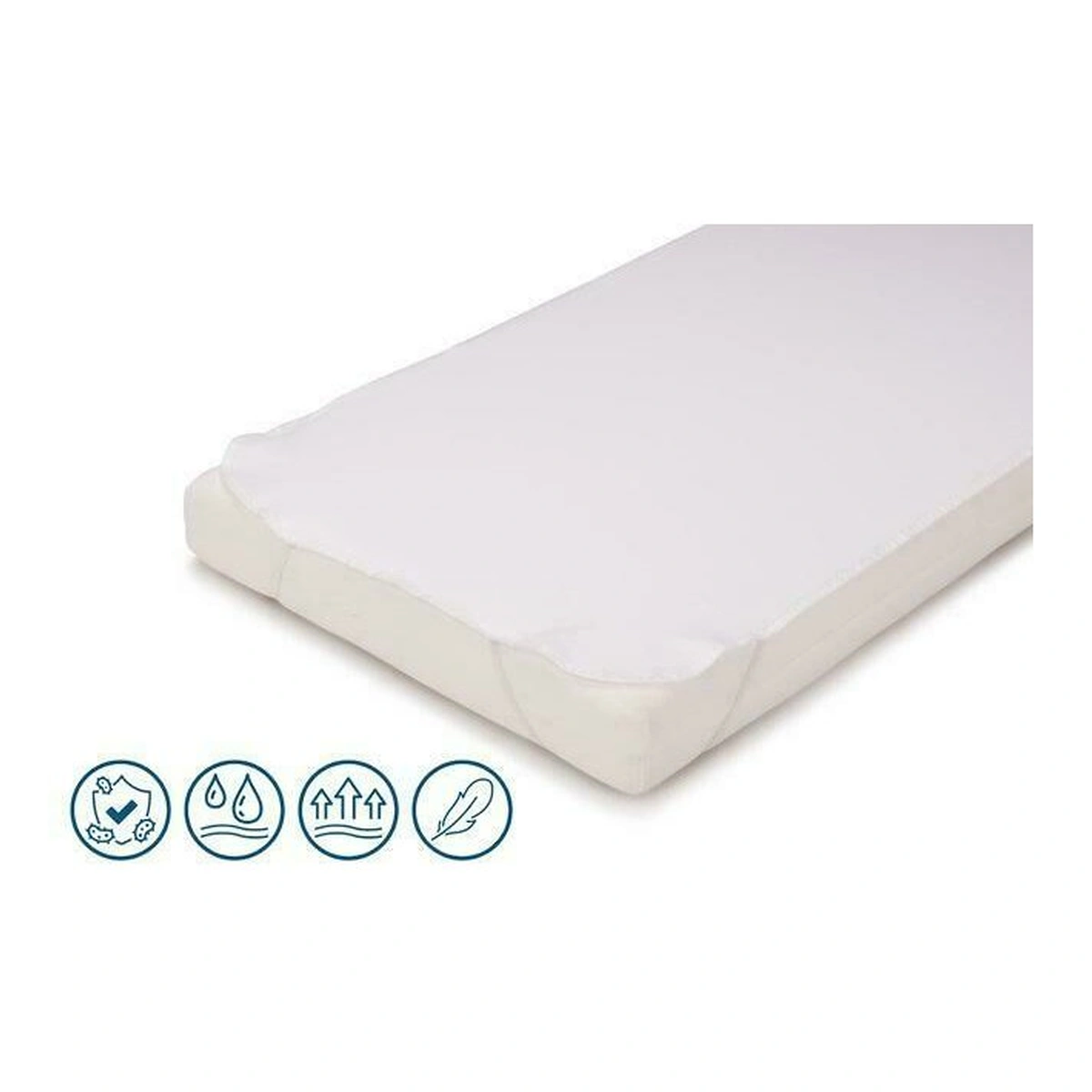 Protectie impermeabila, Petite&Mars, Pentru saltele de 120x60, Cu benzi elastice, Alb [2]