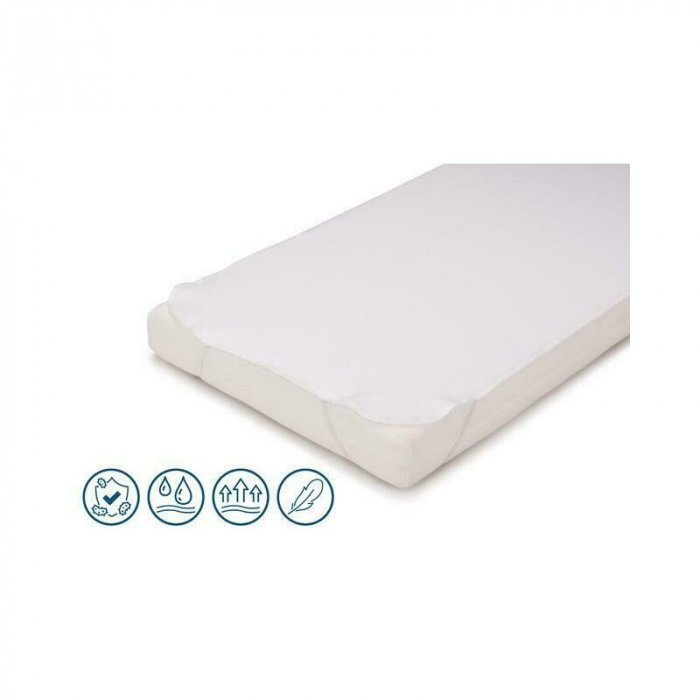 Protectie impermeabila, Petite&Mars, Pentru saltele de 120x60, Cu benzi elastice, Alb [2]