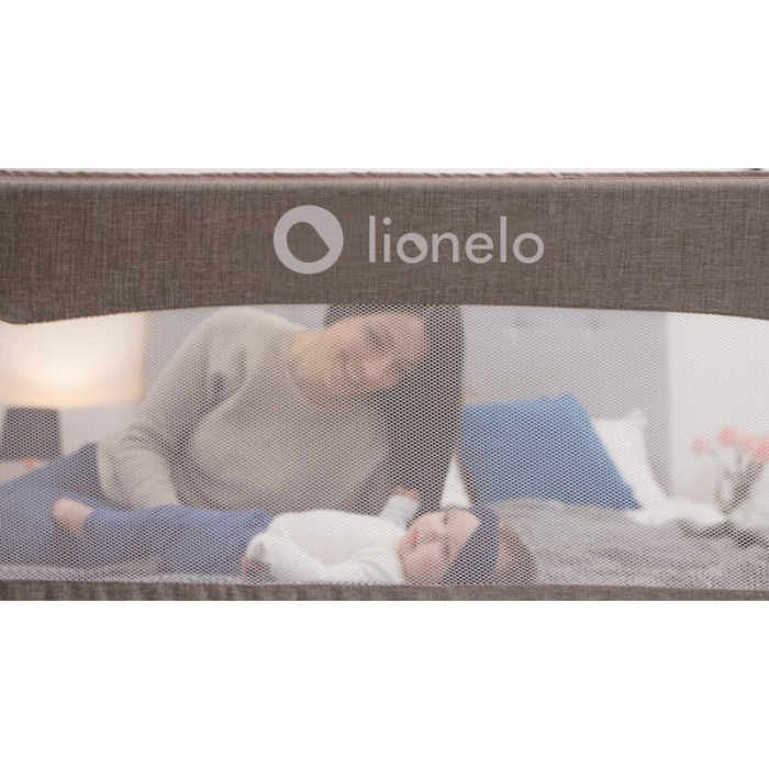 Protectie laterala pat, Lionelo, Eva, Cu buzunar accesorii, 150x35 cm, Bej [13]