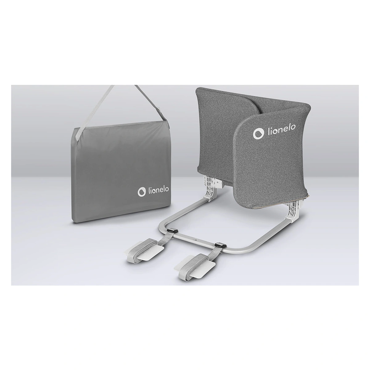 Protectie laterala pat, Lionelo, Lora, Pliabila, Sistem de blocare StandSafe, 105 x 45 cm, Gri [16]