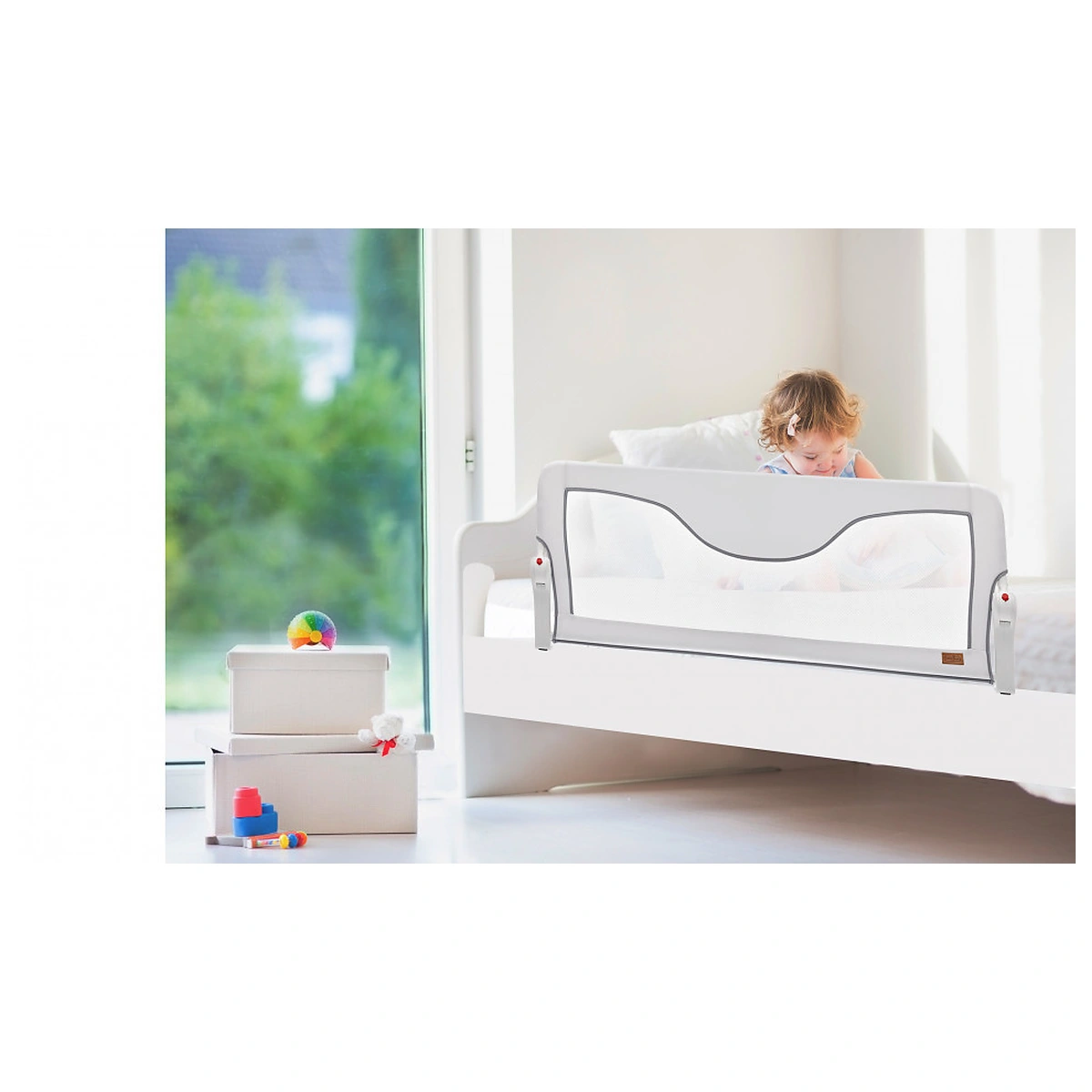 Protectie laterala pentru patut Alb BabyJem [2]