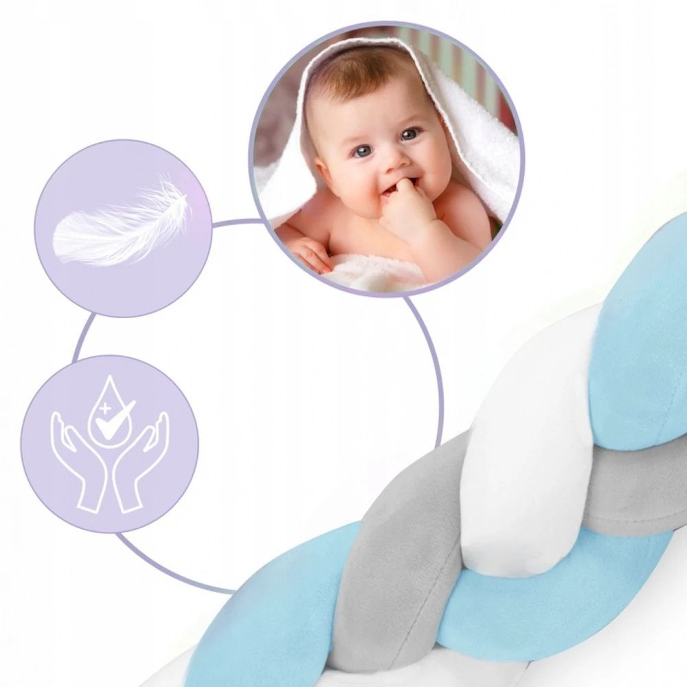 Protectie laterala pentru patut, impletita, 2 m, Ricokids - Albastru [2]