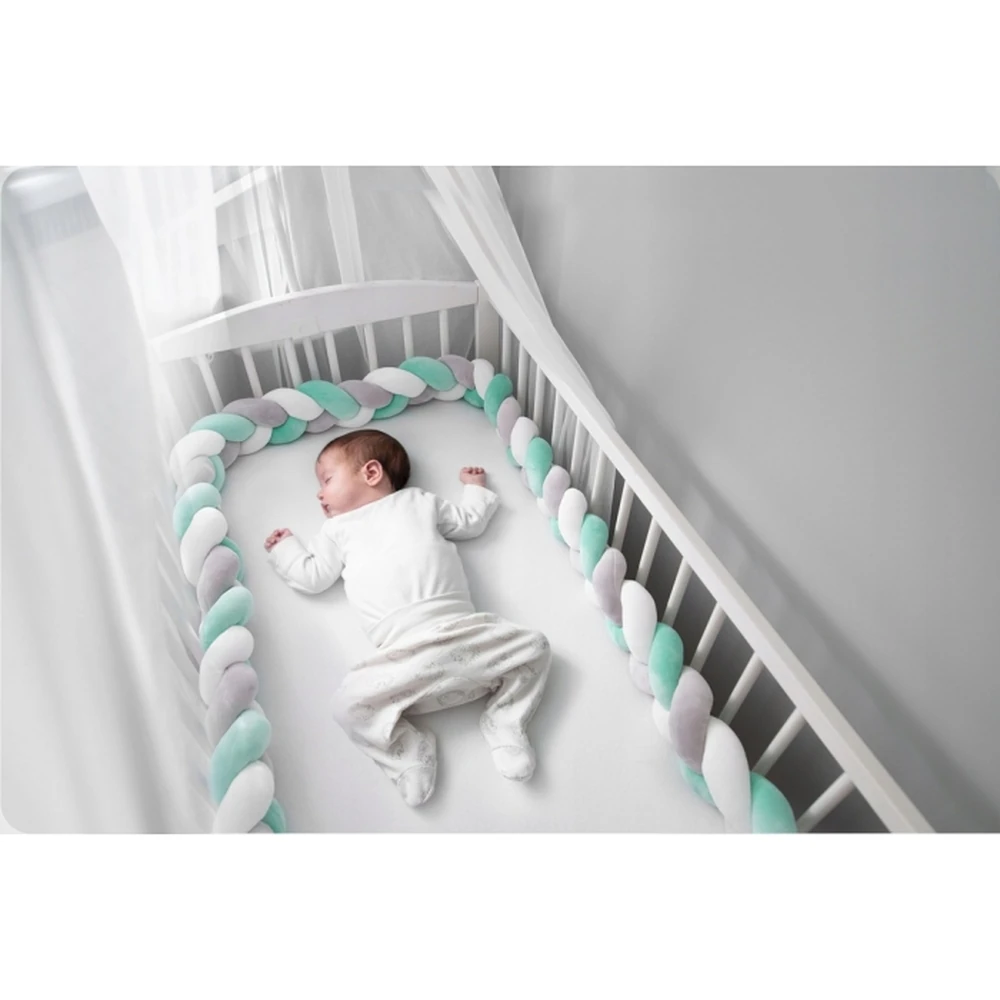 Protectie laterala pentru patut, impletita, 2 m, Ricokids - Mint [3]