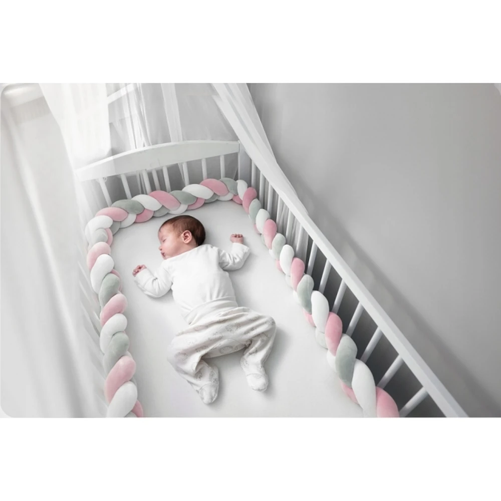 Protectie laterala pentru patut, impletita, 2 m, Ricokids - Roz [3]