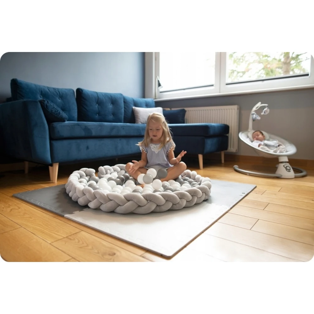 Protectie laterala pentru patut, impletita, 2 m, Ricokids - Roz [7]