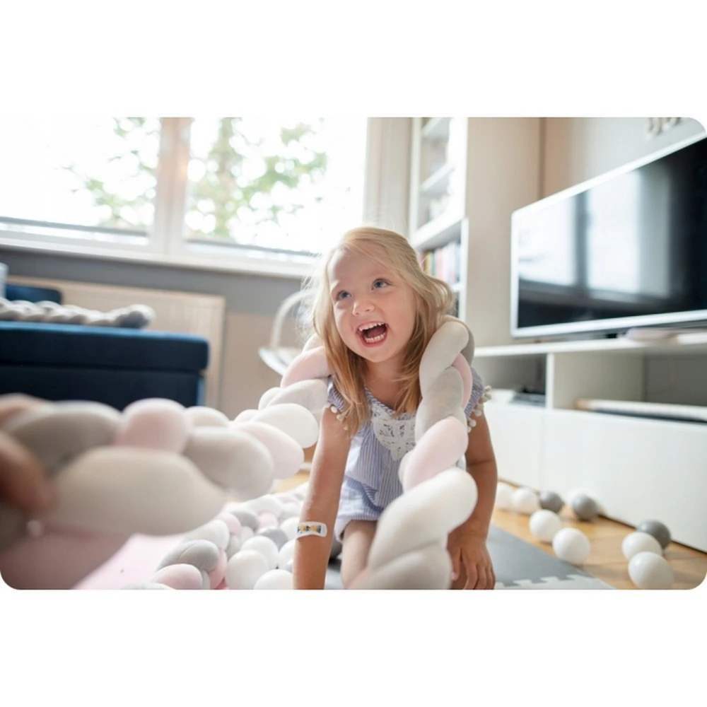Protectie laterala pentru patut, impletita, 2 m, Ricokids - Roz [6]