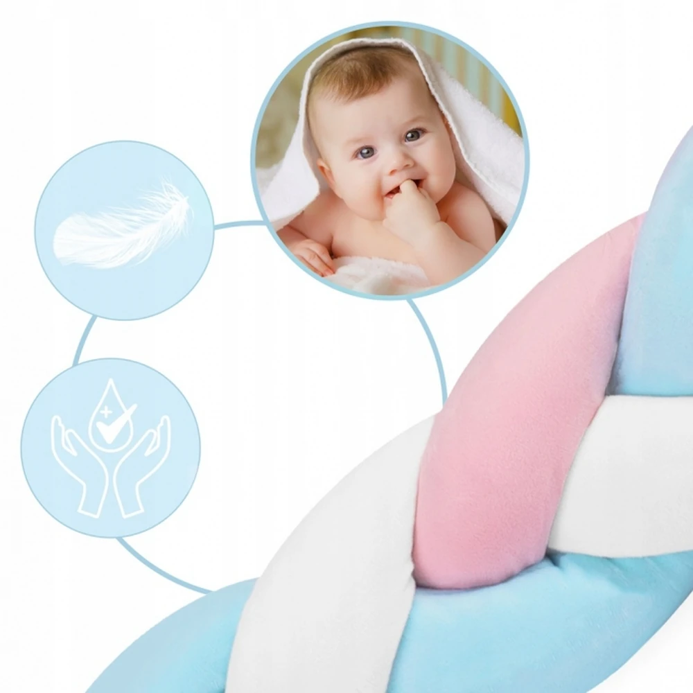 Protectie Laterala Pentru Patut, Impletita, 3 M, Albastru - Roz [2]