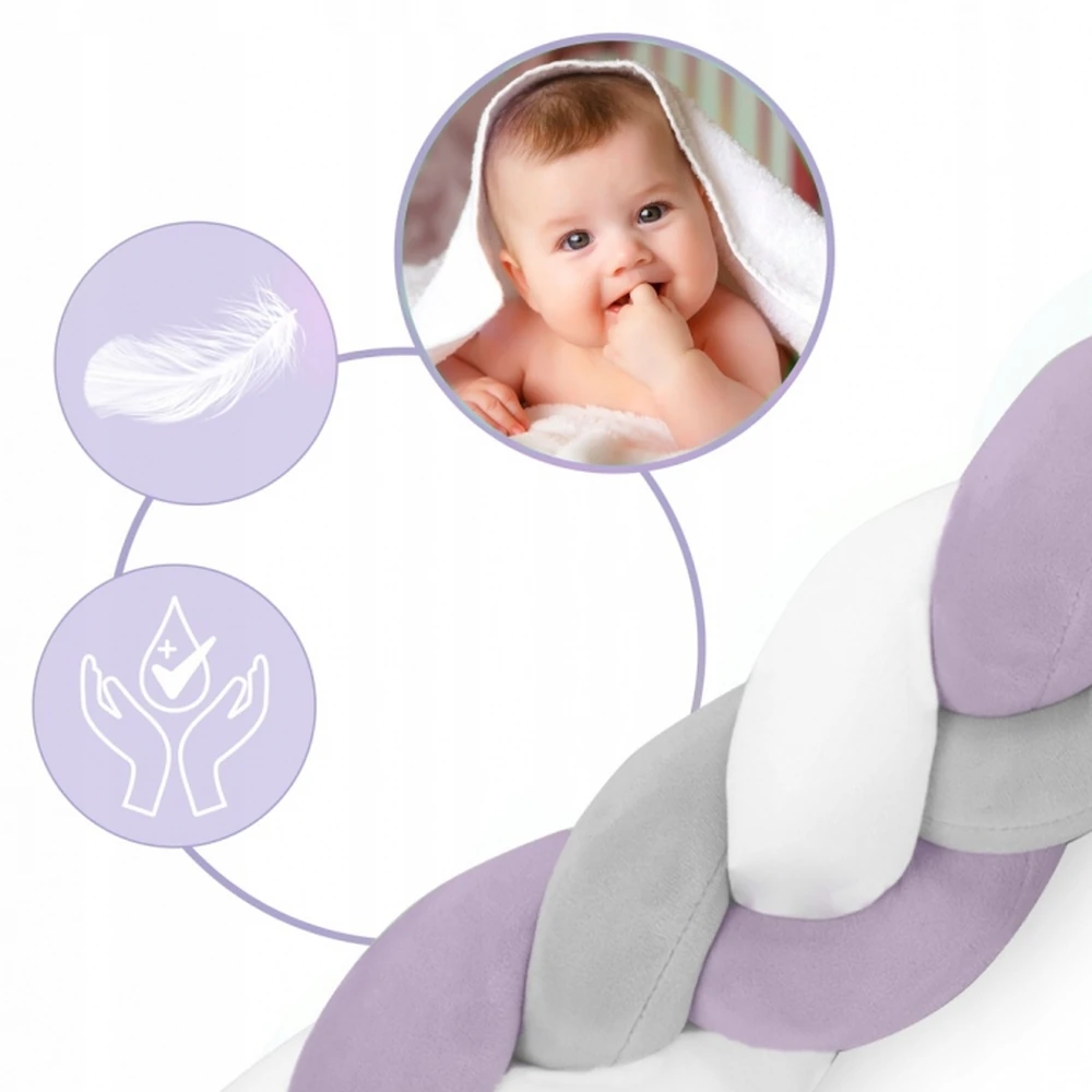Protectie laterala pentru patut, impletita, 3 M, Ricokids - Mov [2]