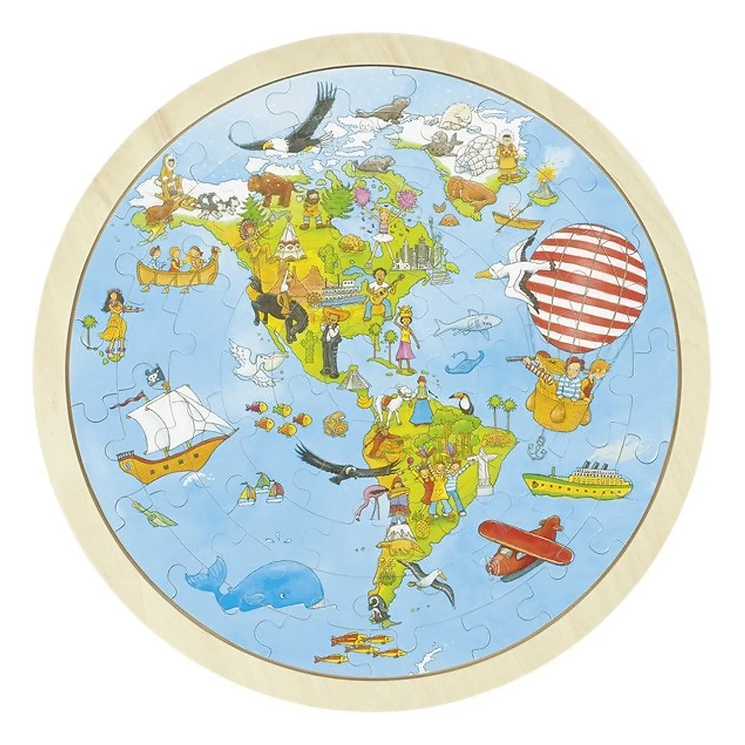 Puzzle circular din lemn Calatorie prin lume [1]